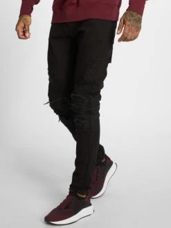 CAYLER & SONS Herren Straight Fit Jeans Alldd Paneled Inverted Biker Ian In Schwarz