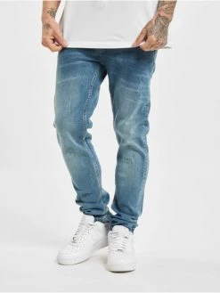 Denim Project Herren Slim Fit Jeans Mr Red Light Destroy In Blau
