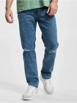 Denim Project Herren Straight Fit Jeans Dprecycled Destroy Straight Fit In Blau