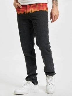 Marcelo Burlon Herren Slim Fit Jeans Bleach Flames In Schwarz