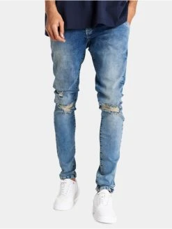 Sik Silk Herren Slim Fit Jeans Distressed Denim Slim Fit In Blau