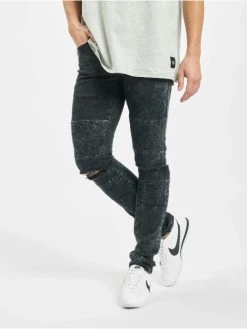 SIXTH JUNE Herren Slim Fit Jeans Destroyed Biker In Schwarz