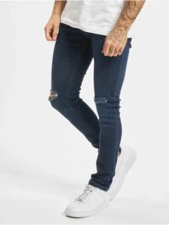 URBAN CLASSICS Herren Slim Fit Jeans Knee Cut In Blau