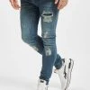 URBAN CLASSICS Herren Slim Fit Jeans Heavy Destroyed In Blau