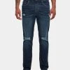 URBAN CLASSICS Herren Slim Fit Jeans Distressed Strech Denim In Blau