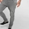 URBAN CLASSICS Herren Slim Fit Jeans Knee Cut In Grau