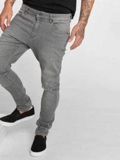URBAN CLASSICS Herren Slim Fit Jeans Knee Cut In Grau