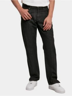 URBAN CLASSICS Herren Straight Fit Jeans Straight Slit In Schwarz