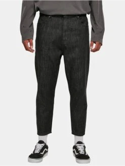 URBAN CLASSICS Herren Straight Fit Jeans Cropped Tapered In Schwarz