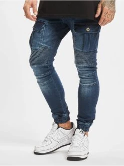 VSCT Clubwear Herren Slim Fit Jeans Keanu Biker In Blau